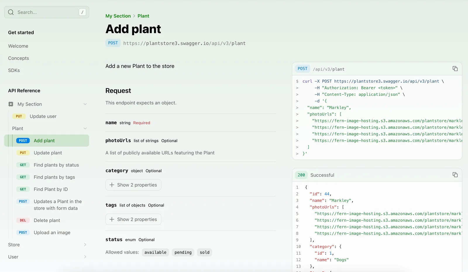 Custom section in the API Reference