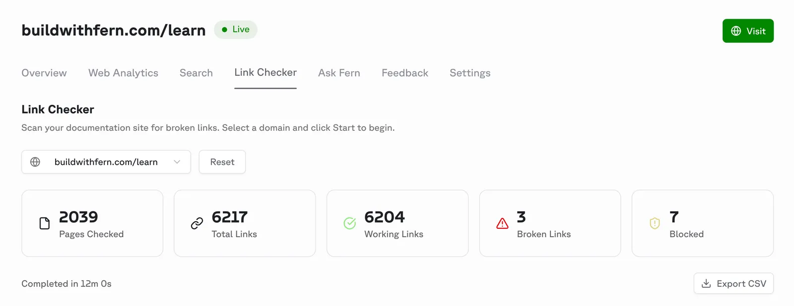 Dashboard Link Checker tool