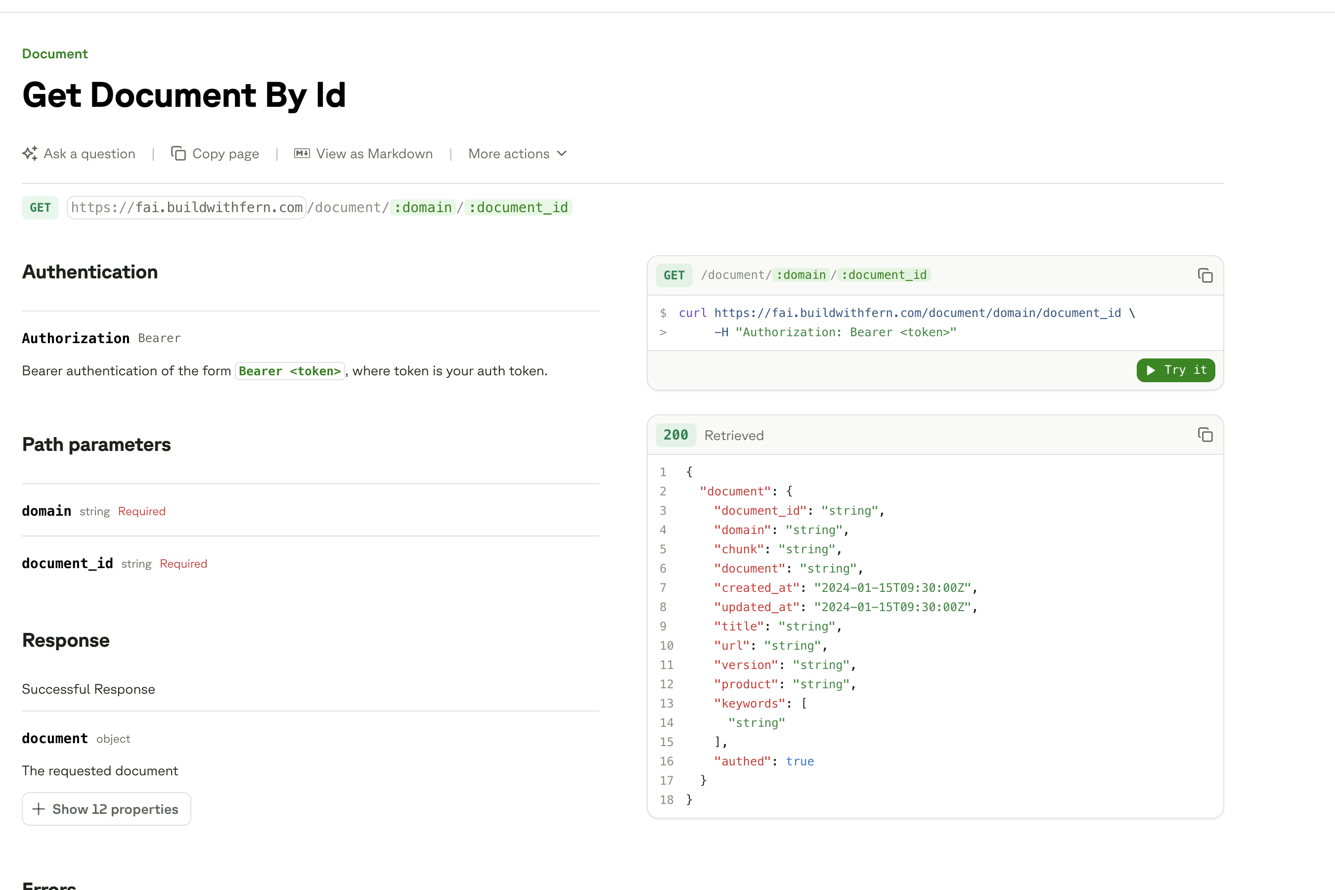带有占位符字符串值的 API Reference