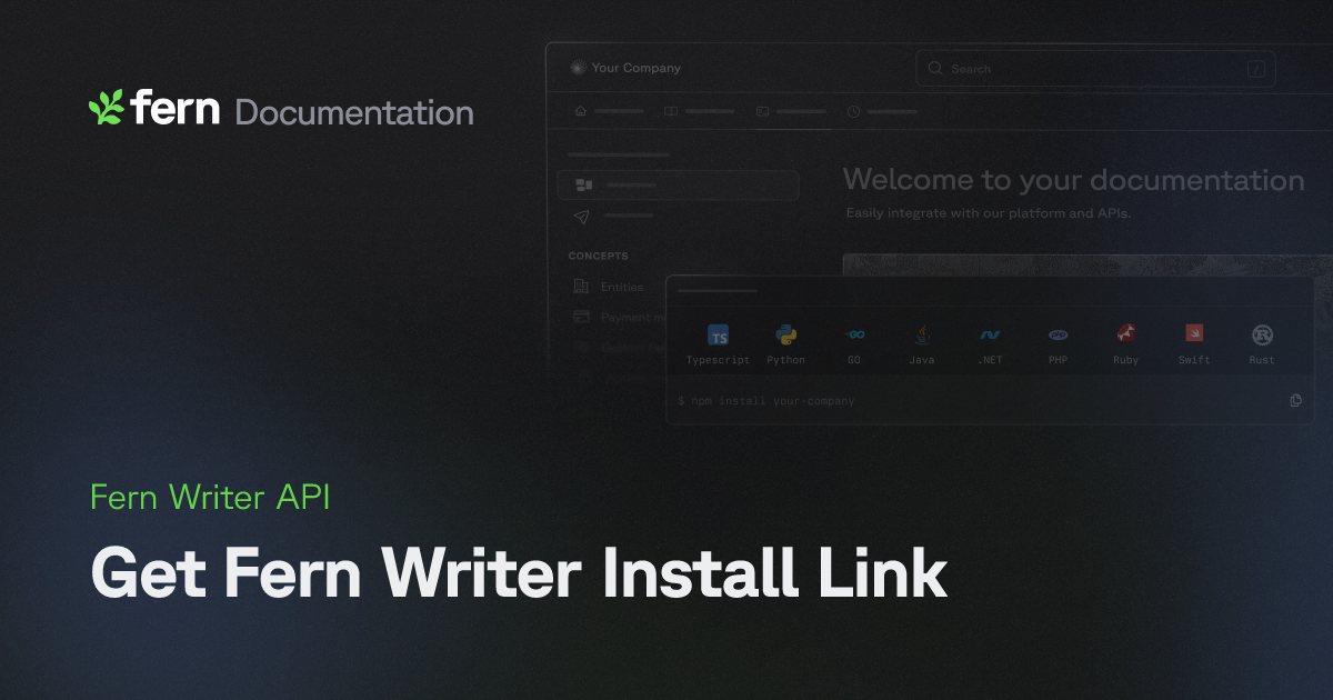 Get Fern Writer Install Link | Fern Documentation