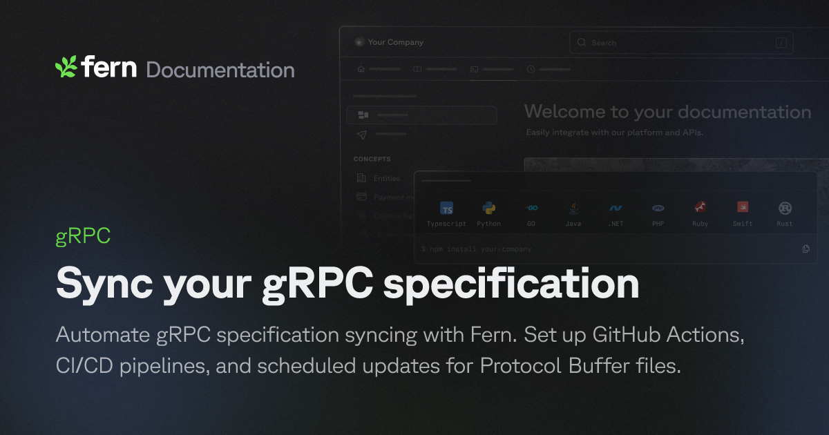 Sync your gRPC specification | Fern Documentation