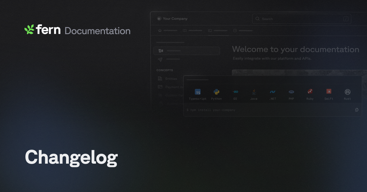 Changelog | Fern Documentation