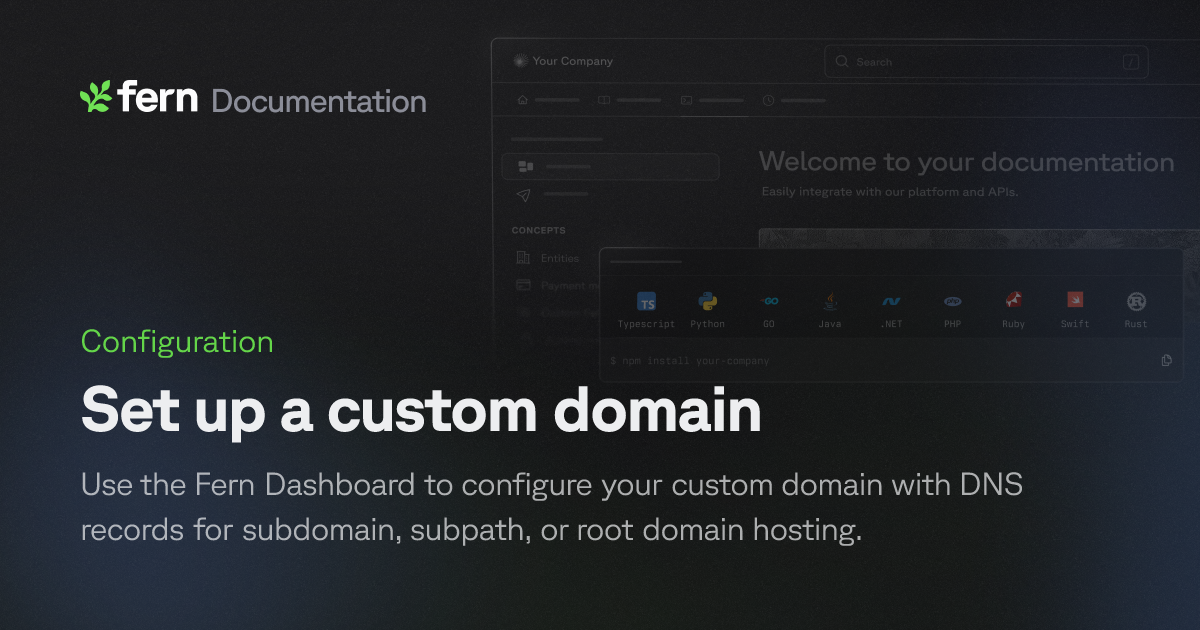 Set up a custom domain | Fern Documentation