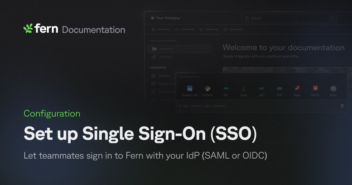 Set up Single Sign-On (SSO) | Fern Documentation