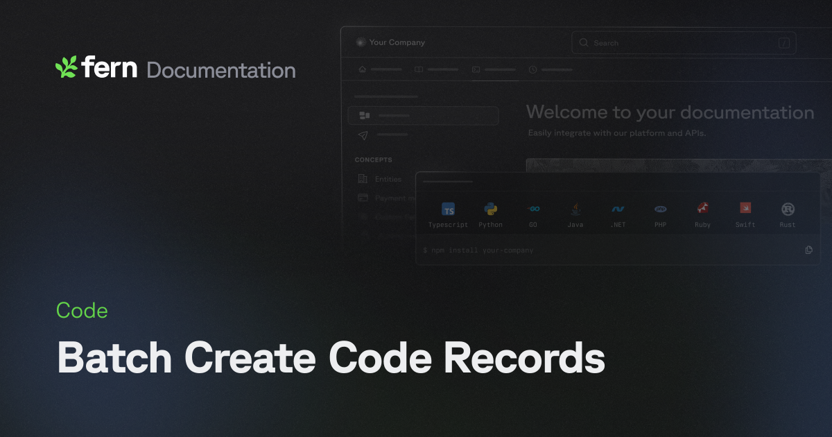 Batch Create Code Records | Fern Documentation