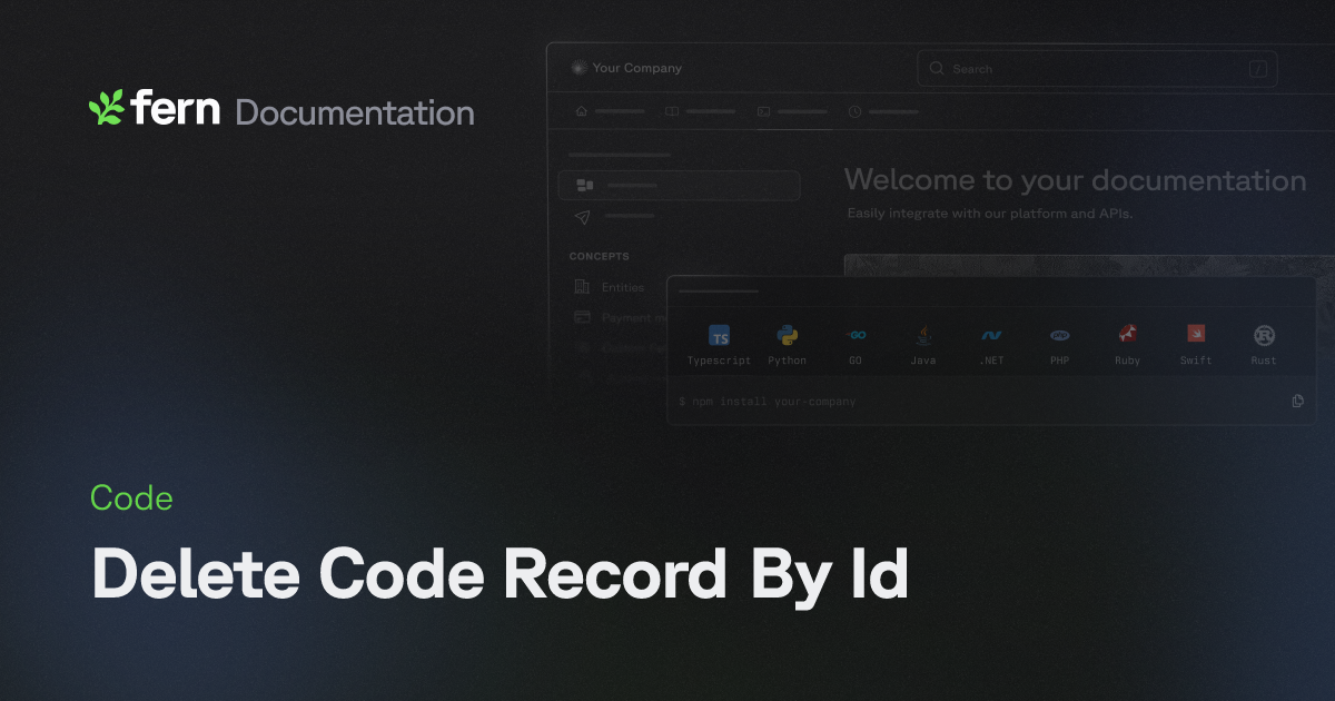 Delete Code Record By Id | Fern Documentation