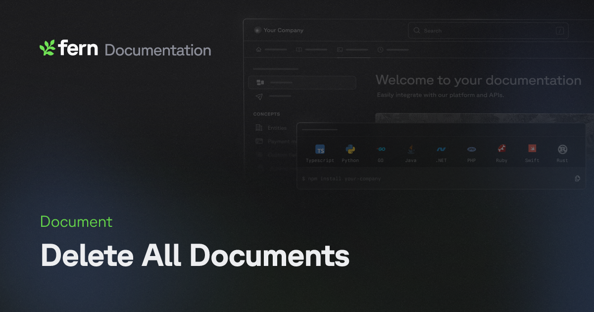 Delete All Documents | Fern Documentation