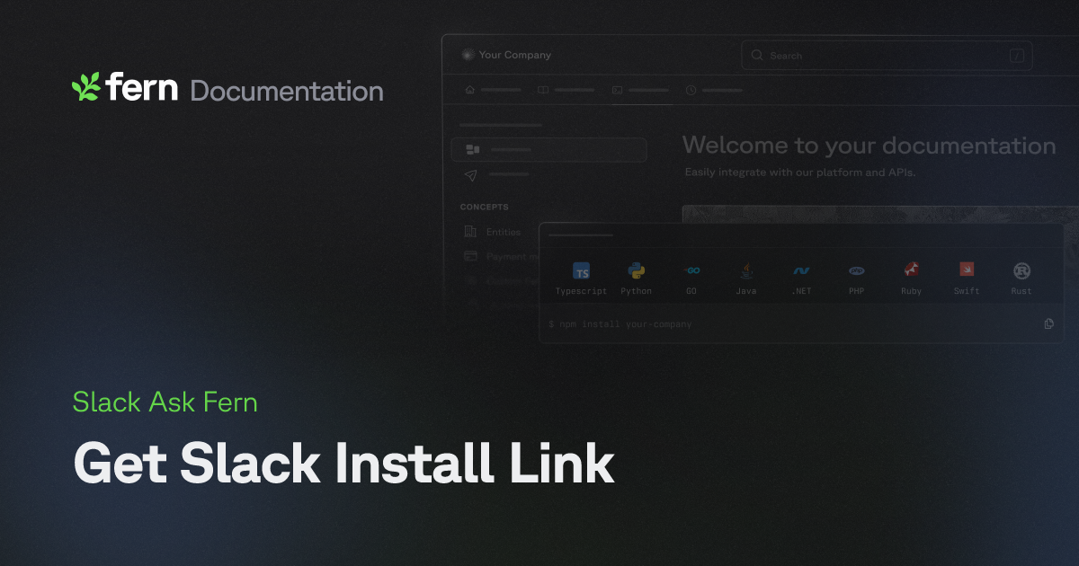 Get Slack Install Link | Fern Documentation