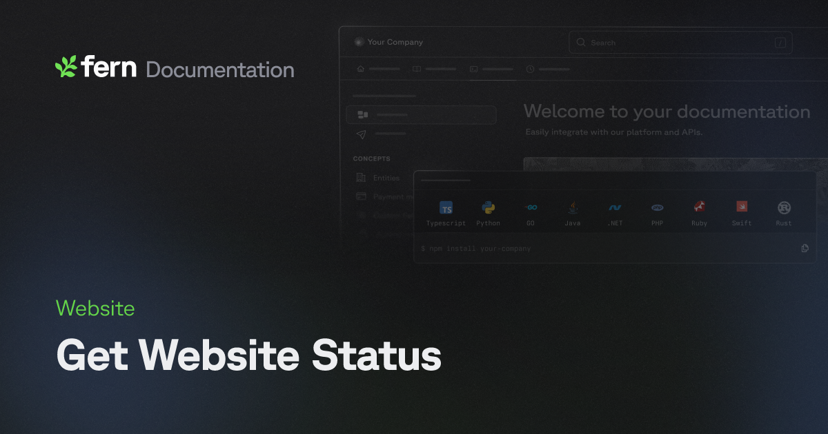 Get Website Status | Fern Documentation