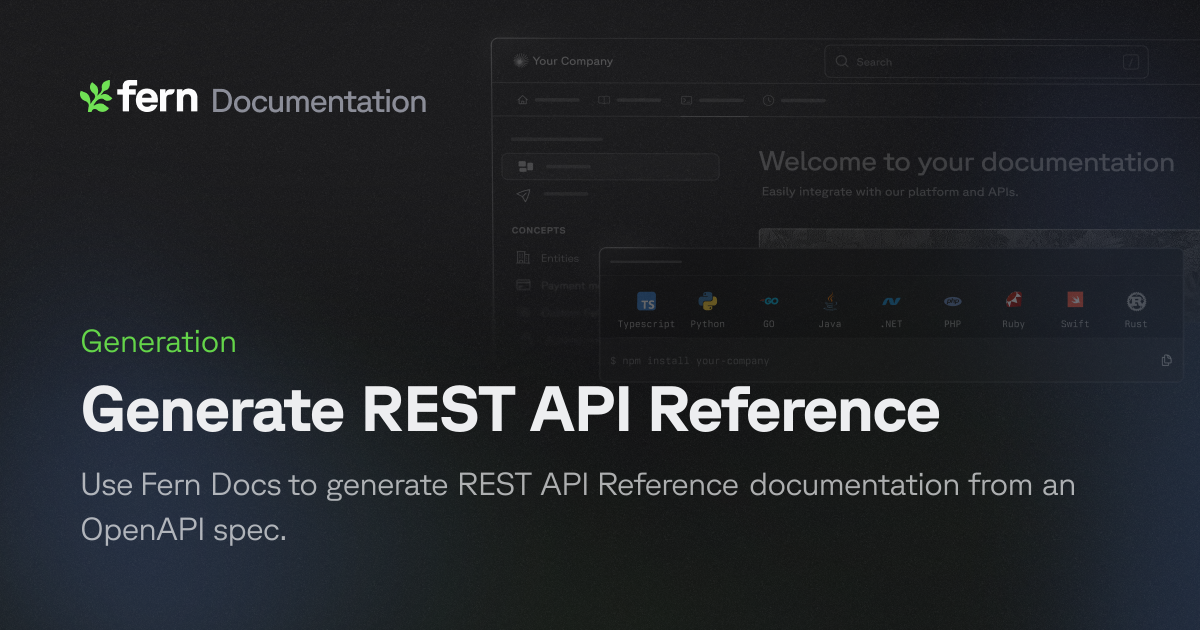 Generate REST API Reference | Fern Documentation