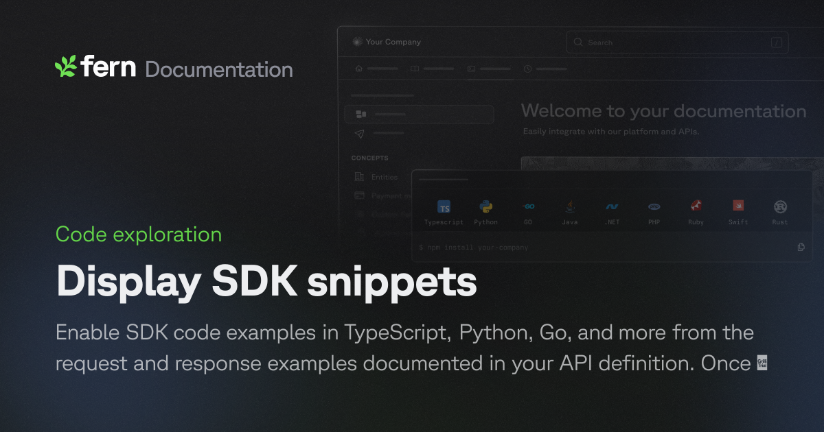 Display SDK snippets | Fern Documentation