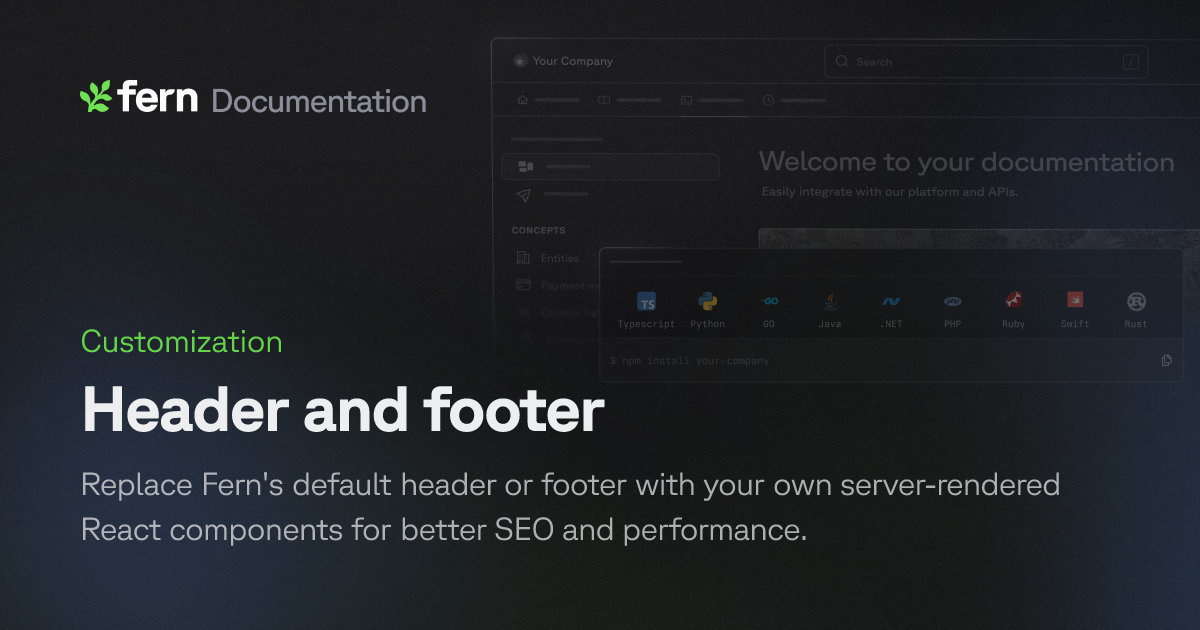 Header and footer | Fern Documentation