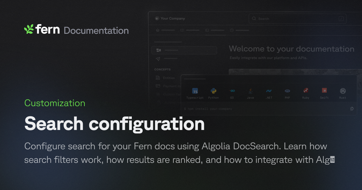 Search configuration | Fern Documentation