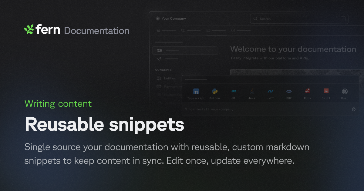 Reusable snippets | Fern Documentation