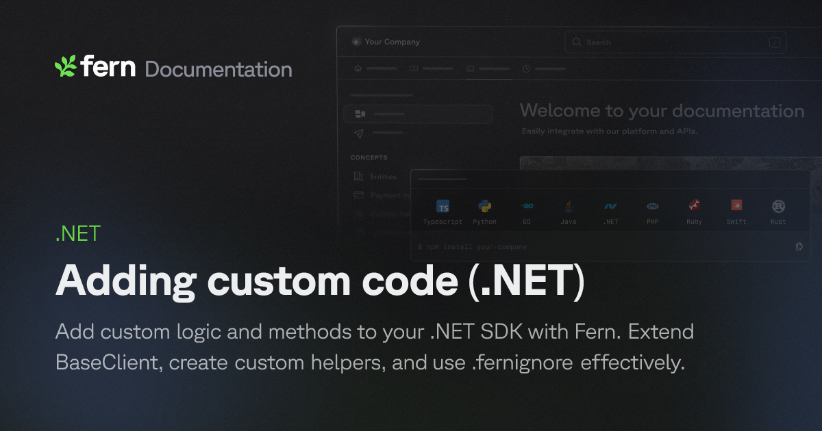 Adding custom code (.NET) | Fern Documentation