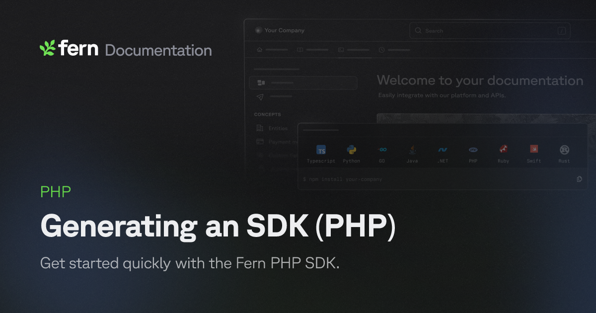 Generating an SDK (PHP) | Fern Documentation