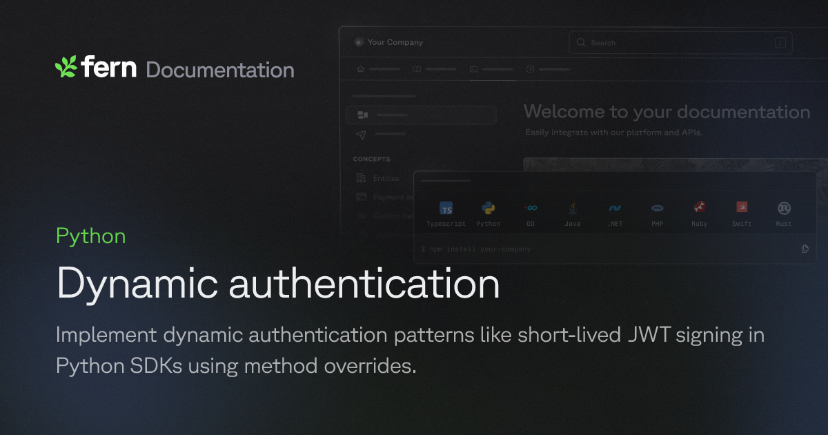 Dynamic authentication | Fern Documentation
