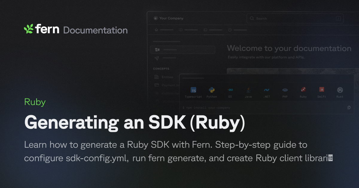 Generating an SDK (Ruby) | Fern Documentation