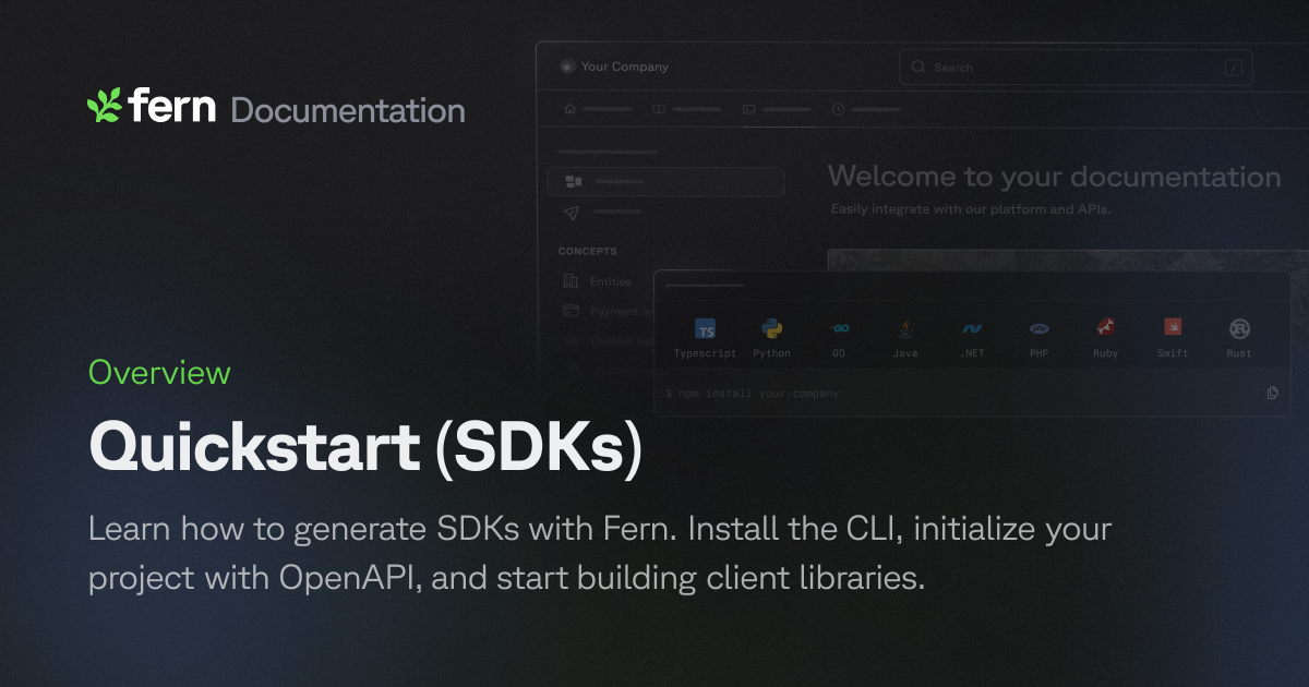 Quickstart (SDKs) | Fern Documentation