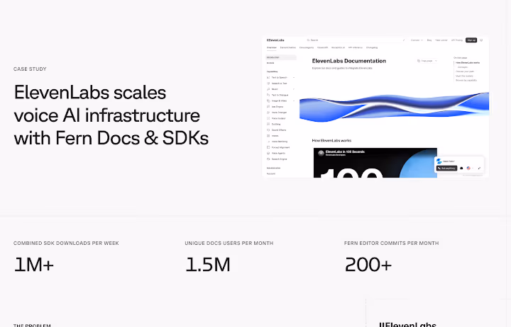 The ElevenLabs case study on buildwithfern.com.
