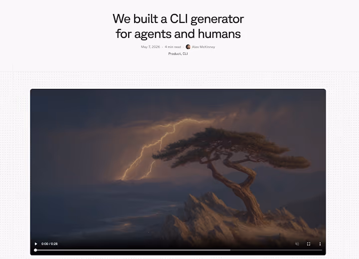The “We built a CLI generator for agents and humans” engineering blog post.